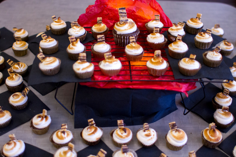 S'mores cupcakes on display