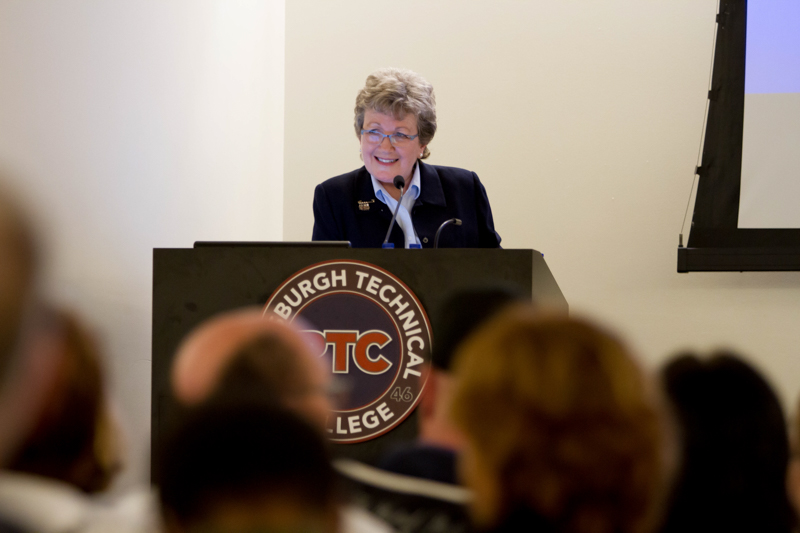 Image of Jackie Lever, MSN, RN, Academic Chair, School of Nursing, speaking at Pittsburgh Technical College