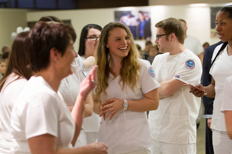 Nursing students laughing and chatting
