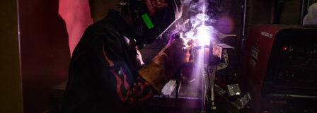 welder welding in the dark
