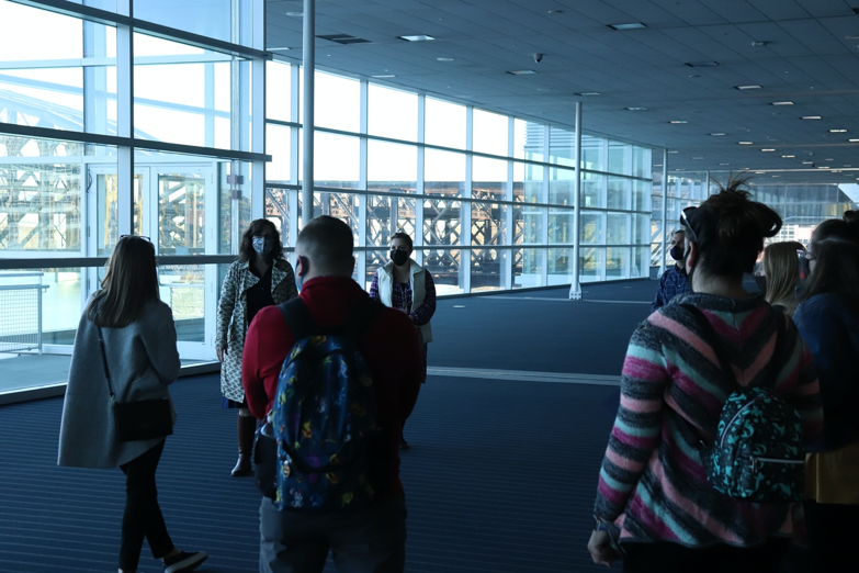 Angie Jasper touring students around the David L. Lawrence Convention Center