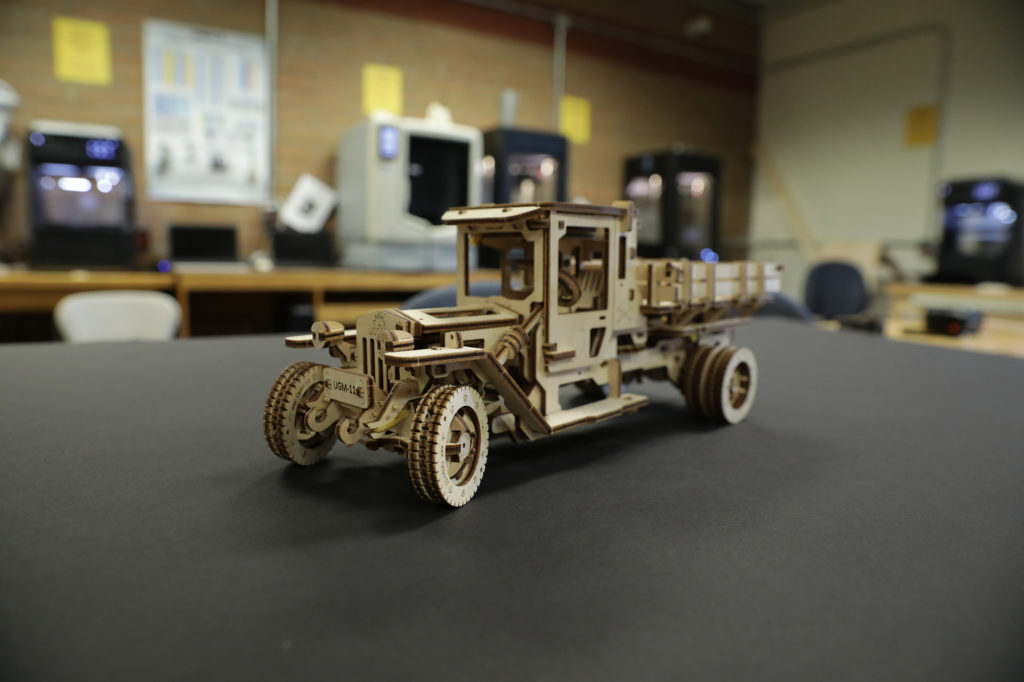 Assembled wooden toy truck