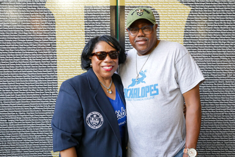 A photo of Dr. Harvey-Smith and her husband at PNC Park Alumni Night event.
